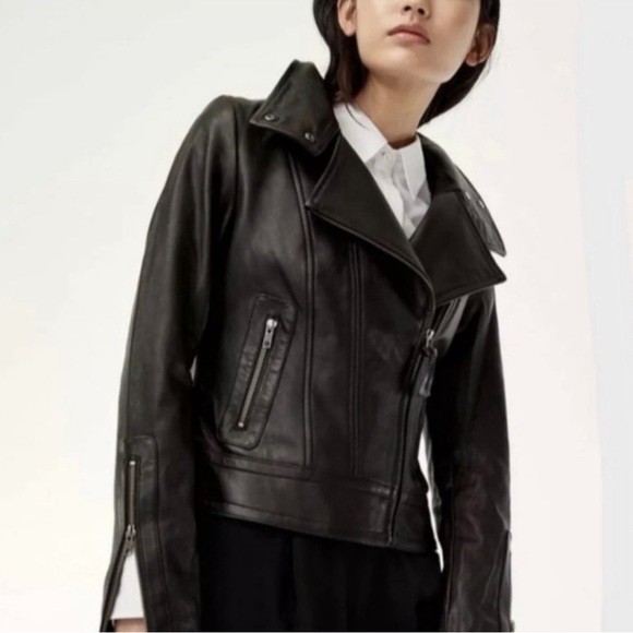 Mackage for Aritzia Kenya Lambskin Leather Moto Jacket Black Size Small - Picture 3 of 15